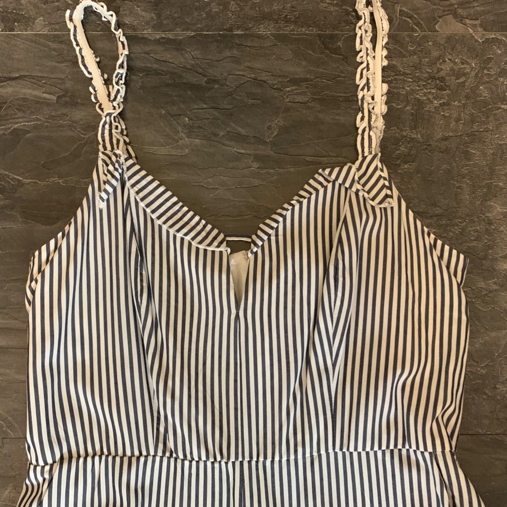 Striped Blue and White Women's Dress - Picture 2 of 11